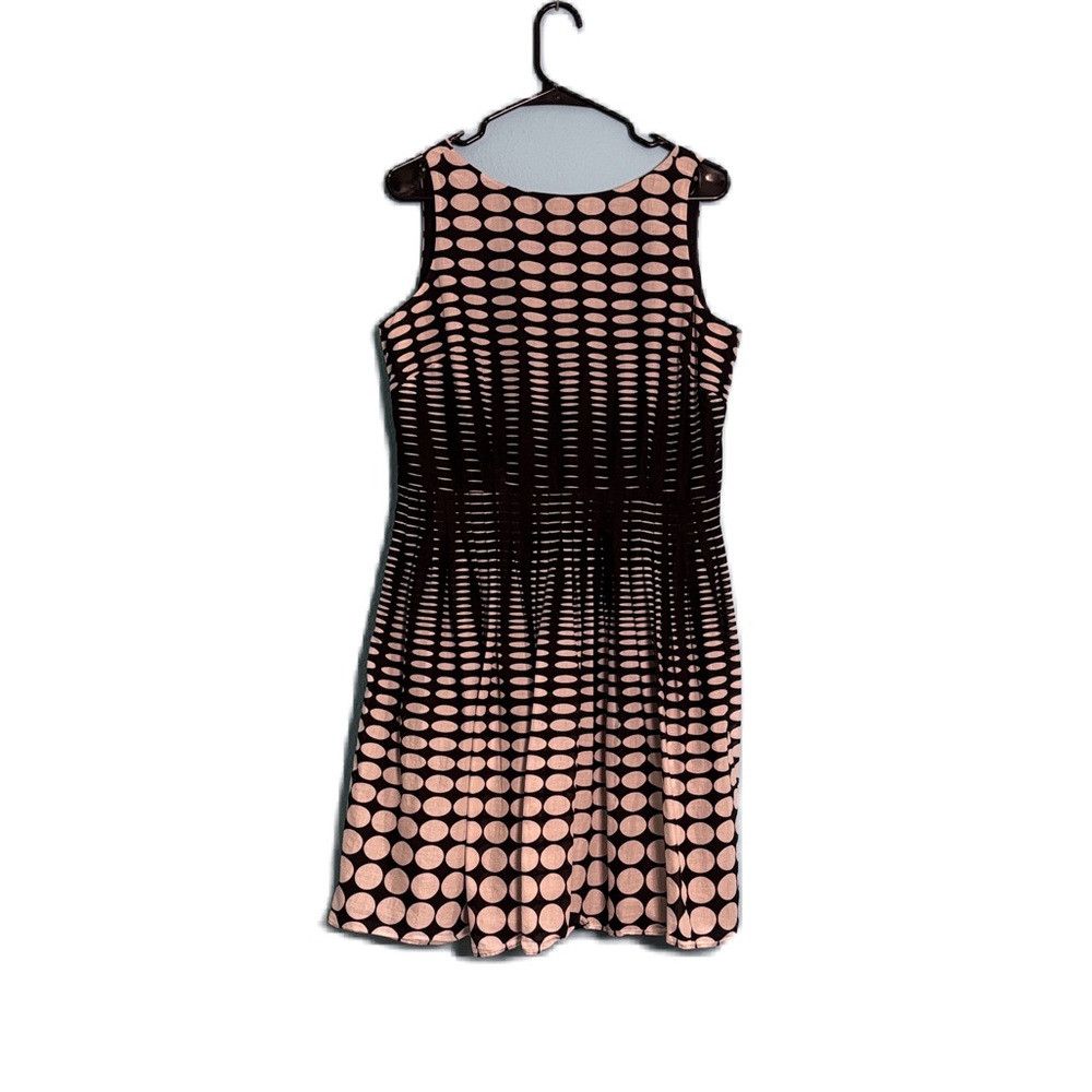 Talbots Black and White Fit & Flair Sleeveless Geometric Mini Dress Size 14P